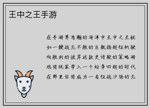 王中之王手游